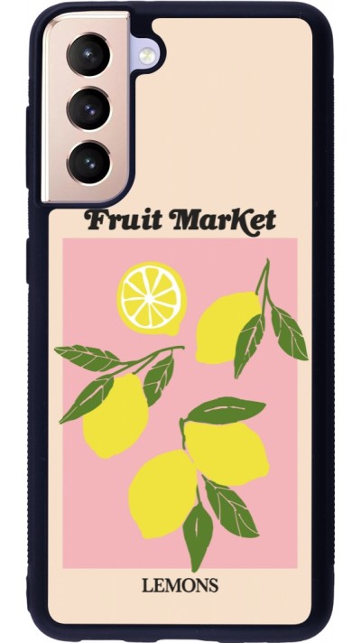 Coque Samsung Galaxy S21 5G - Silicone rigide noir Fruit market lemons 2026