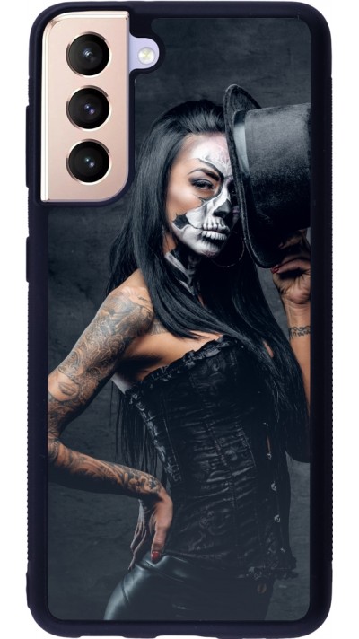 Coque Samsung Galaxy S21 5G - Silicone rigide noir Halloween 22 Tattooed Girl