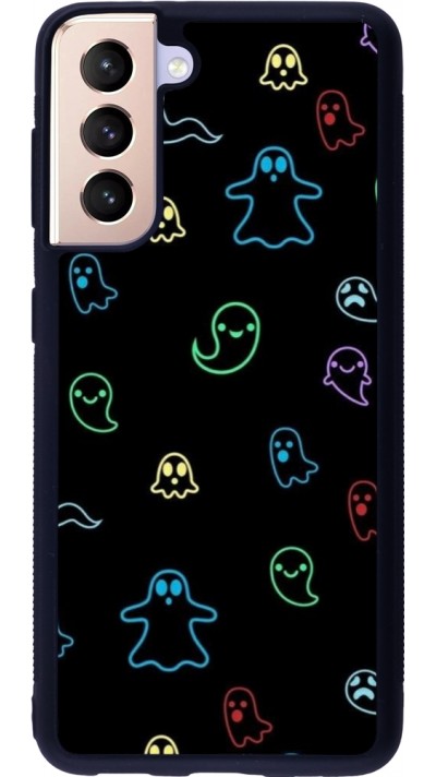 Coque Samsung Galaxy S21 5G - Silicone rigide noir Halloween 2024 colorful ghosts