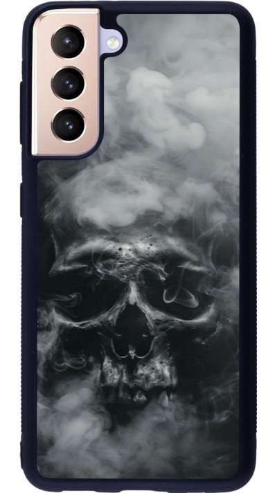 Coque Samsung Galaxy S21 5G - Silicone rigide noir Halloween 2024 smoky skull
