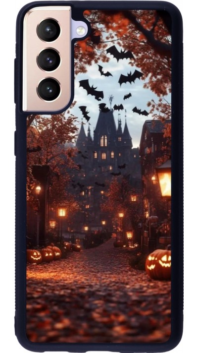 Coque Samsung Galaxy S21 5G - Silicone rigide noir Halloween 2025 Haunted house