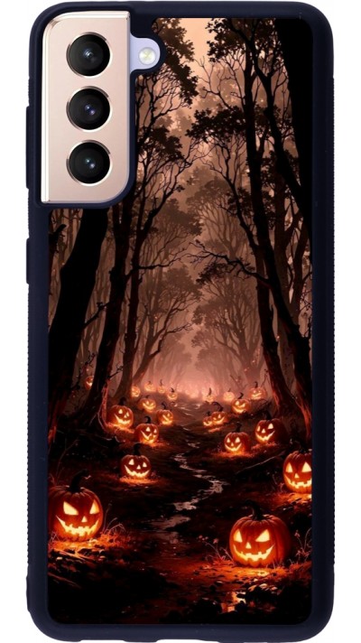 Coque Samsung Galaxy S21 5G - Silicone rigide noir Halloween 2025 Road of Terrifying Pumpkins