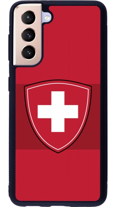 Coque Samsung Galaxy S21 5G - Silicone rigide noir Hockey World Championship Ecusson Suisse