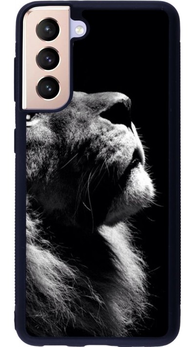 Coque Samsung Galaxy S21 5G - Silicone rigide noir Lion looking up
