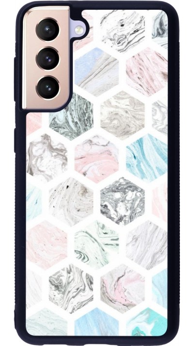 Samsung Galaxy S21 5G Case Hülle - Silikon schwarz Marble Everything