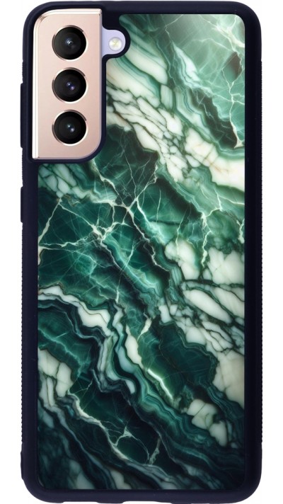Samsung Galaxy S21 5G Case Hülle - Silikon schwarz Majestätischer grüner Marmor