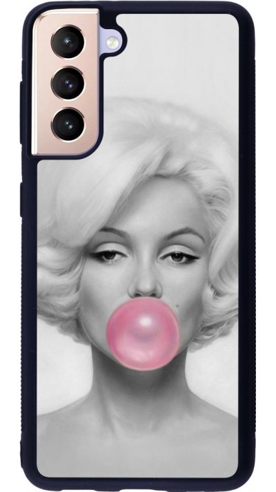 Coque Samsung Galaxy S21 5G - Silicone rigide noir Marilyn Bubble