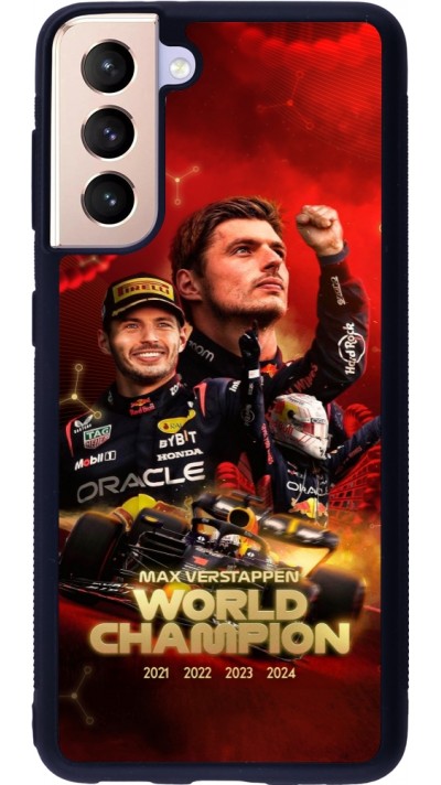 Coque Samsung Galaxy S21 5G - Silicone rigide noir Max Verstappen Champion 2023