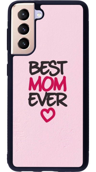 Coque Samsung Galaxy S21 5G - Silicone rigide noir Mom 2023 best Mom ever pink