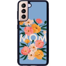 Coque Samsung Galaxy S21 5G - Silicone rigide noir Mom 2026 Flowers