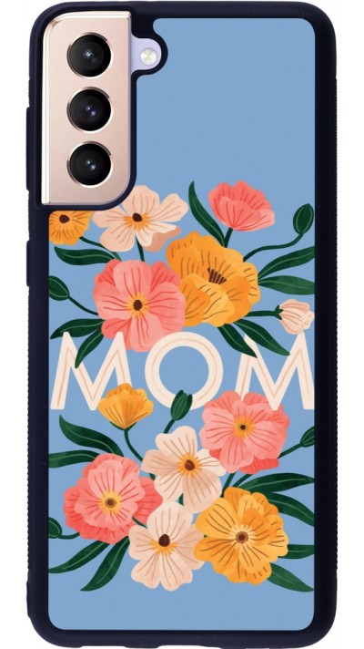 Coque Samsung Galaxy S21 5G - Silicone rigide noir Mom 2026 Flowers