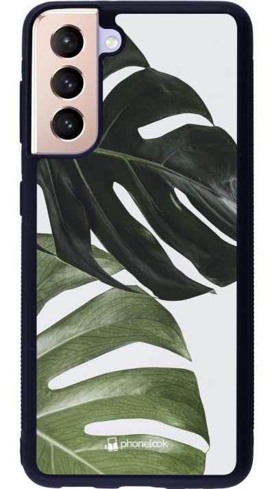 Coque Samsung Galaxy S21 5G - Silicone rigide noir Monstera Plant