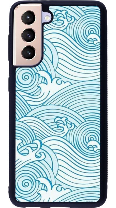 Coque Samsung Galaxy S21 5G - Silicone rigide noir Ocean Waves