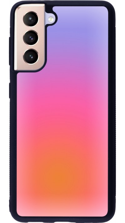 Coque Samsung Galaxy S21 5G - Silicone rigide noir Orange Pink Blue Gradient