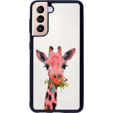 Coque Samsung Galaxy S21 5G - Silicone rigide noir Pink Girafe Paint