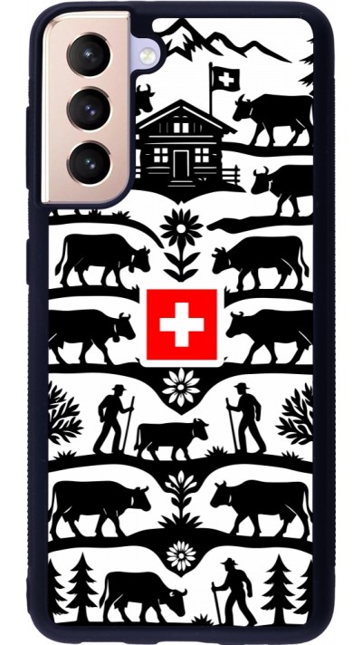 Coque Samsung Galaxy S21 5G - Silicone rigide noir Poya Suisse 3