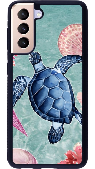 Coque Samsung Galaxy S21 5G - Silicone rigide noir Preppy Turtle