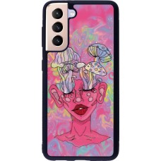 Coque Samsung Galaxy S21 5G - Silicone rigide noir Psychedelic pink mushroom