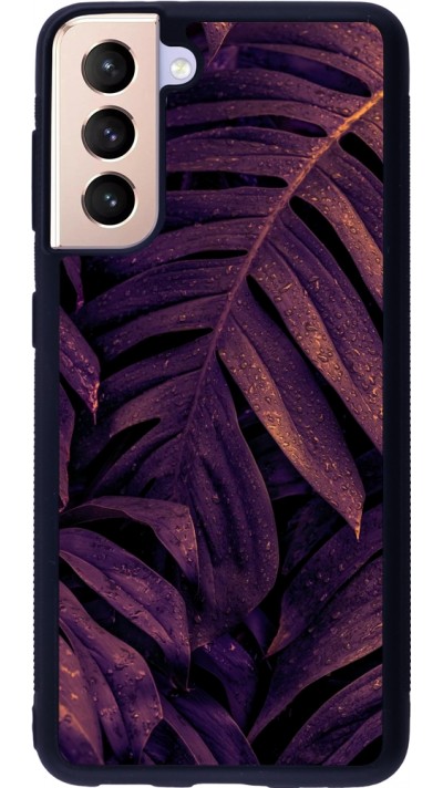 Coque Samsung Galaxy S21 5G - Silicone rigide noir Purple Light Leaves