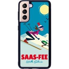 Coque Samsung Galaxy S21 5G - Silicone rigide noir Saas-Fee Ski Downhill