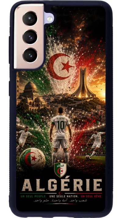 Coque Samsung Galaxy S21 5G - Silicone rigide noir Football Algérie splash 2026