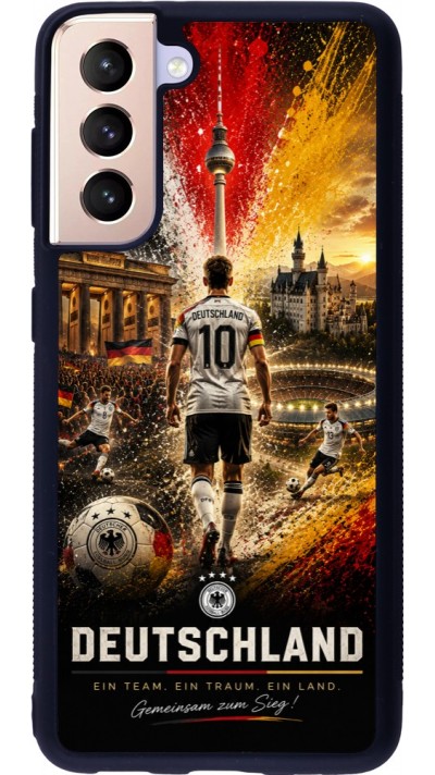 Coque Samsung Galaxy S21 5G - Silicone rigide noir Football Allemagne splash 2026