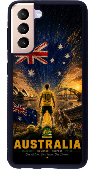 Coque Samsung Galaxy S21 5G - Silicone rigide noir Football Australie splash 2026