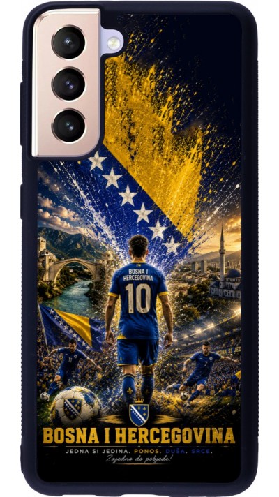 Coque Samsung Galaxy S21 5G - Silicone rigide noir Football Bosnie-Herzégovine splash 2026