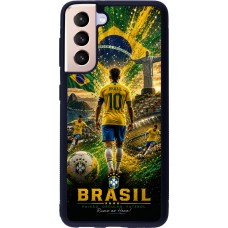 Coque Samsung Galaxy S21 5G - Silicone rigide noir Football Brésil splash 2026