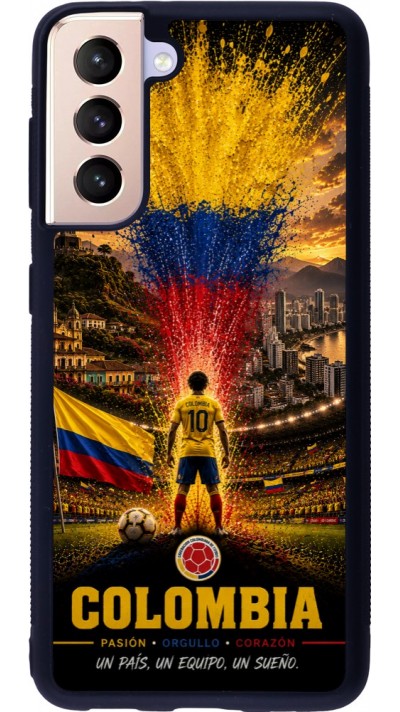 Coque Samsung Galaxy S21 5G - Silicone rigide noir Football Colombie splash 2026