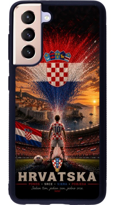 Coque Samsung Galaxy S21 5G - Silicone rigide noir Football Croatie splash 2026