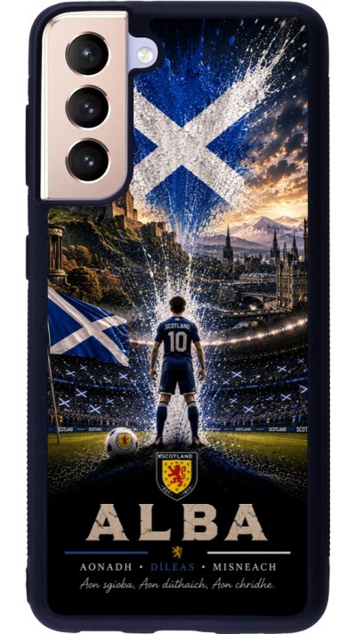 Coque Samsung Galaxy S21 5G - Silicone rigide noir Football Écosse splash 2026