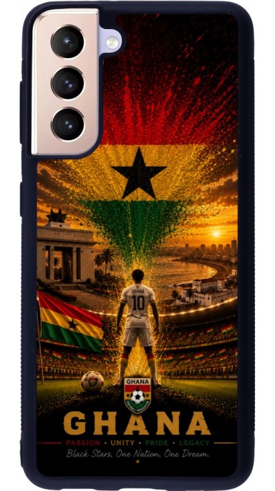 Coque Samsung Galaxy S21 5G - Silicone rigide noir Football Ghana splash 2026