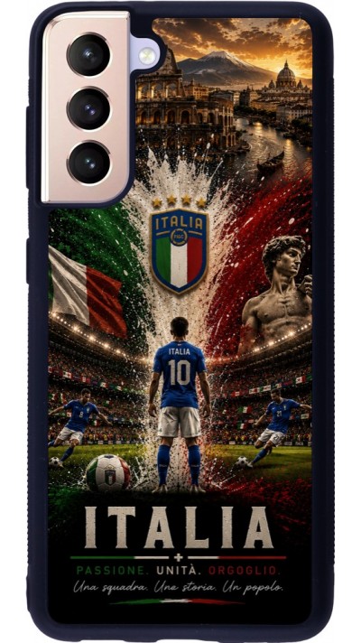 Coque Samsung Galaxy S21 5G - Silicone rigide noir Football Italie splash 2026
