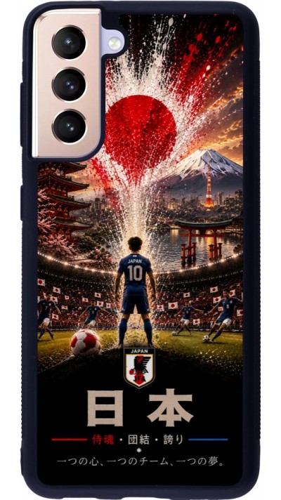 Coque Samsung Galaxy S21 5G - Silicone rigide noir Football Japon splash 2026