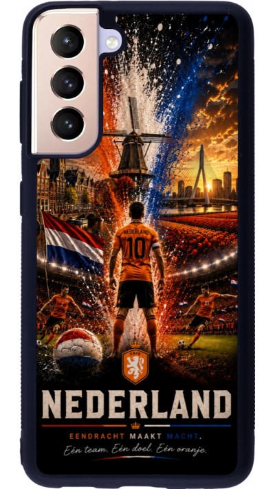 Coque Samsung Galaxy S21 5G - Silicone rigide noir Football Pays-Bas splash 2026