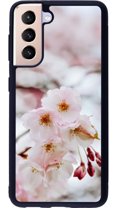 Coque Samsung Galaxy S21 5G - Silicone rigide noir Cherry tree Spring 2026