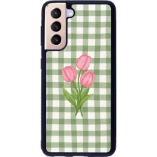 Coque Samsung Galaxy S21 5G - Silicone rigide noir Green vichy tulips Spring 2026