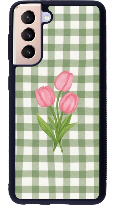 Coque Samsung Galaxy S21 5G - Silicone rigide noir Green vichy tulips Spring 2026