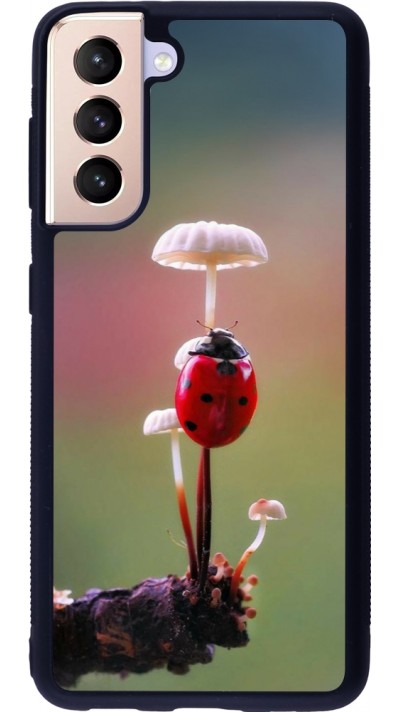 Coque Samsung Galaxy S21 5G - Silicone rigide noir Ladybird on a mushroom Spring 2026