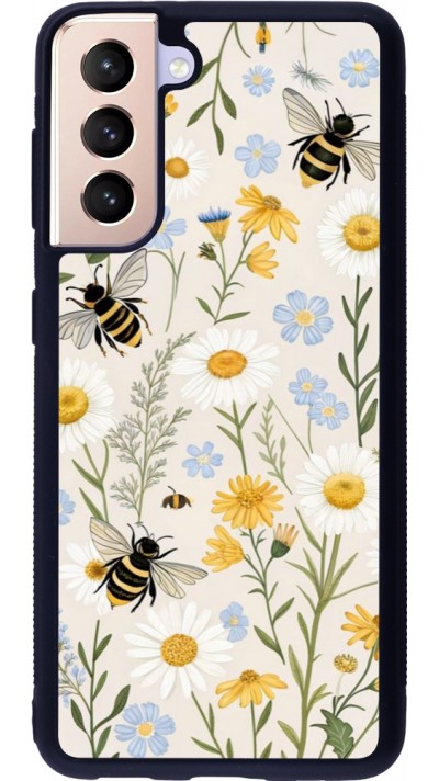Coque Samsung Galaxy S21 5G - Silicone rigide noir Pattern bees Spring 2026