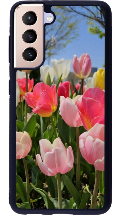 Coque Samsung Galaxy S21 5G - Silicone rigide noir Tulips Spring 2026