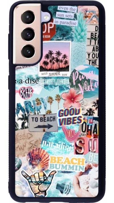 Coque Samsung Galaxy S21 5G - Silicone rigide noir Summer 20 collage