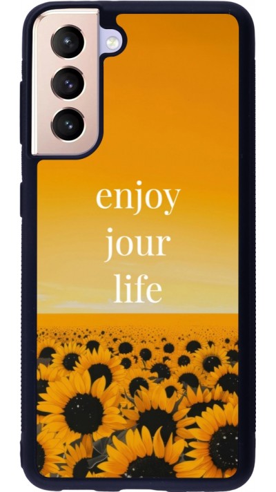 Coque Samsung Galaxy S21 5G - Silicone rigide noir Summer 2025 Enjoy your life