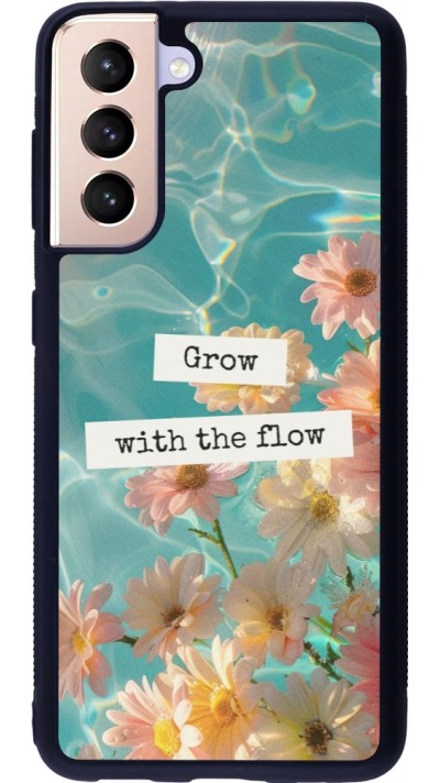 Coque Samsung Galaxy S21 5G - Silicone rigide noir Summer 2025 Grow with the flow