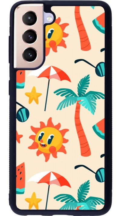 Coque Samsung Galaxy S21 5G - Silicone rigide noir Summer 2025 Pattern soleil