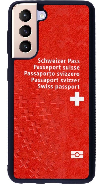 Coque Samsung Galaxy S21 5G - Silicone rigide noir Swiss Passport