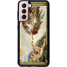 Coque Samsung Galaxy S21 5G - Silicone rigide noir Tableau art - La Création d’Adam - Michel-Ange