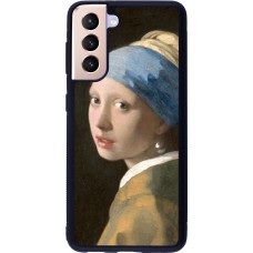 Coque Samsung Galaxy S21 5G - Silicone rigide noir Tableau art - La Jeune fille à la perle - Johannes Vermeer
