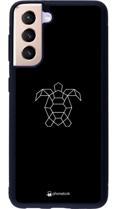 Coque Samsung Galaxy S21 5G - Silicone rigide noir Turtles lines on black